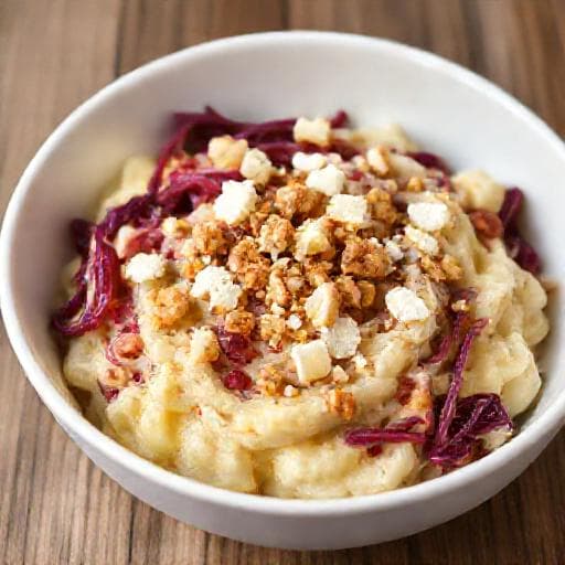 Rodekoolstamppot met Appel en Geitenkaas (Regionale Twist)