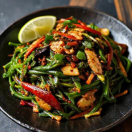 Tumis Kangkung Belacan (met Garnalenpasta)