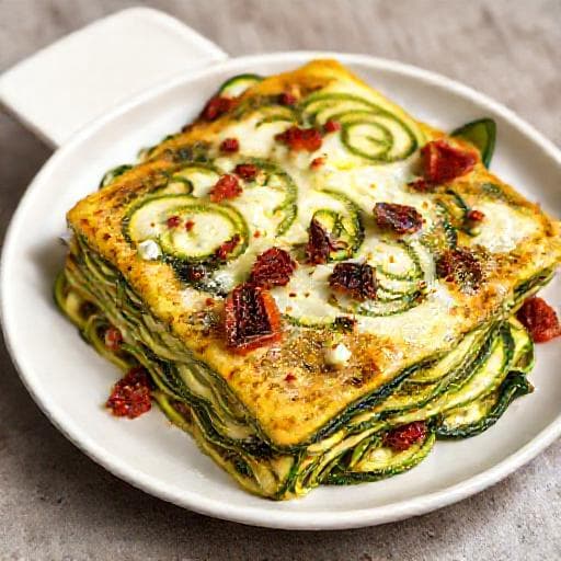 Courgette Lasagne met Pesto en Zongedroogde Tomaten