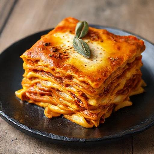 Pompoenlasagne met Salie en Gekarameliseerde Ui