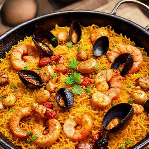 Paella met Kip, Chorizo en Zeevruchten