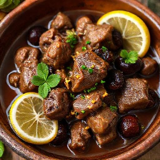 Tajine met Lamsvlees, Pruimen en Gember-Citroen