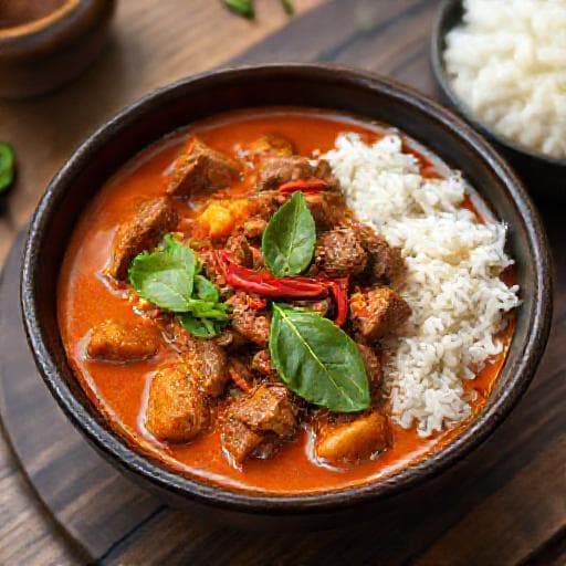 Panang Curry met Rundvlees en Thaise Basilicum