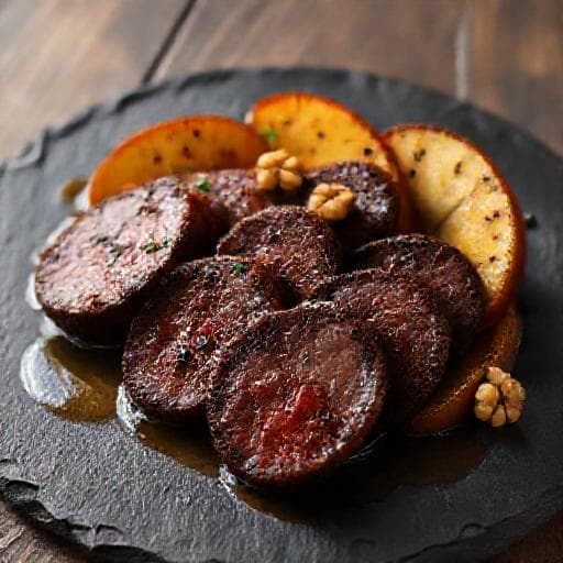Bloedworst met Gekarameliseerde Appel en Calvados