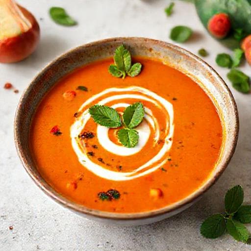 Courgettesoep met Geroosterde Paprika en Munt