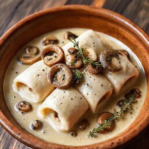 Zeetongrolletjes met Champignons en Mosterd