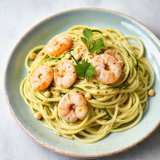 Pasta al Pistacchio con Gamberi e Zucchine