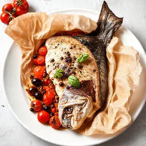 Branzino al Cartoccio Veloce con Pomodorini e Olive