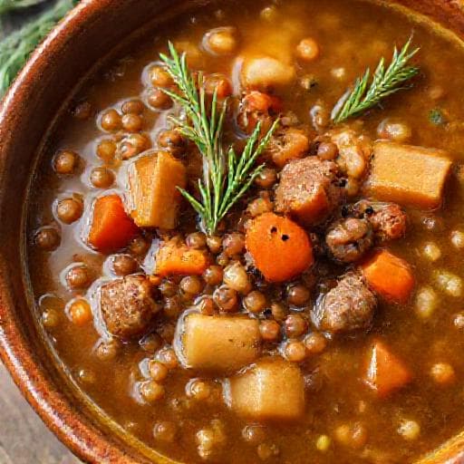 Zuppa di Lenticchie con Salsiccia e Rosmarino