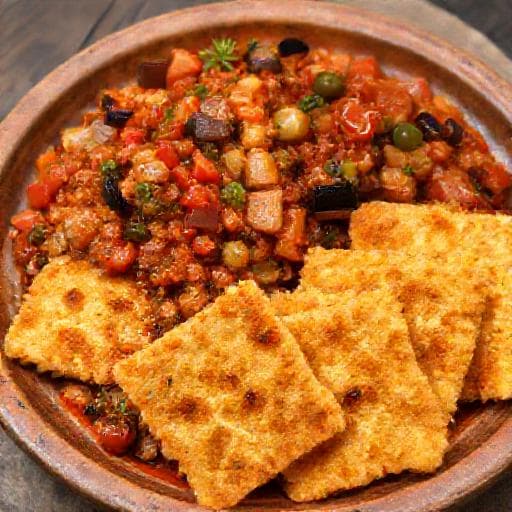 Panelle con Caponata Siciliana
