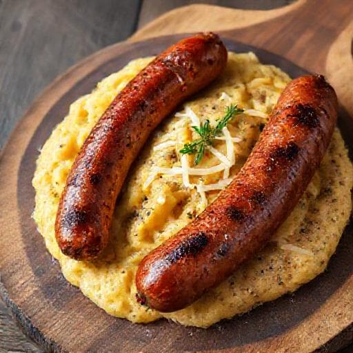 Luganighe con Polenta Taragna e Formaggio