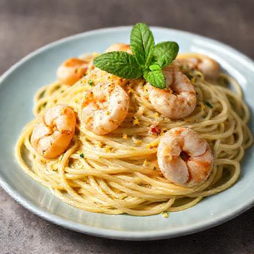 Spaghetti alla Nerano con Gamberi e Limone