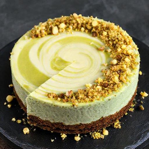 Cheesecake al Pistacchio e Cioccolato Bianco con Crumble di Pistacchi Salati