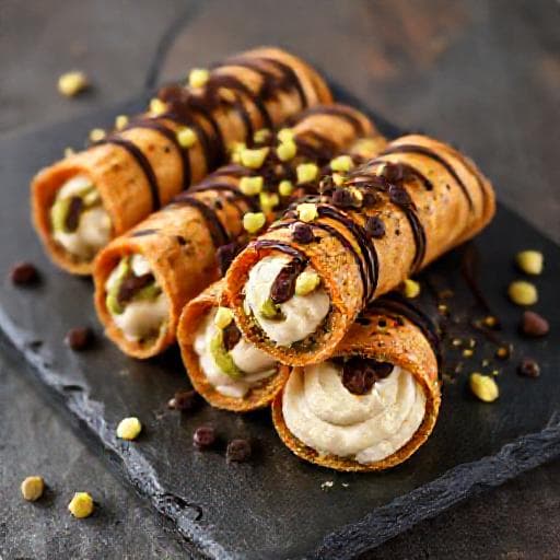 Cannoli con Crema al Pistacchio e Cioccolato