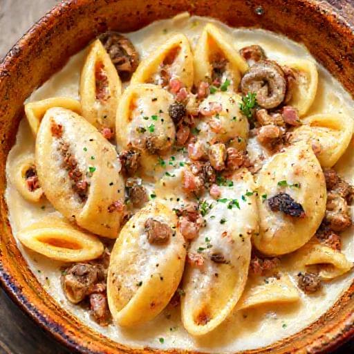 Conchiglioni Ripieni Cremosi ai Funghi e Prosciutto