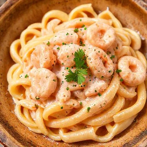 Paccheri Veloci con Crema di Scampi Leggera