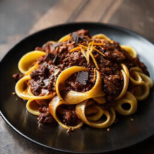 Pappardelle al Cinghiale con Cioccolato e Arancia