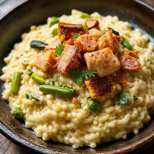 Risotto agli Asparagi con Guanciale Croccante
