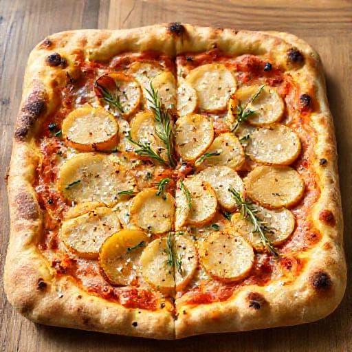 Pizza in Teglia Veloce con Patate e Rosmarino