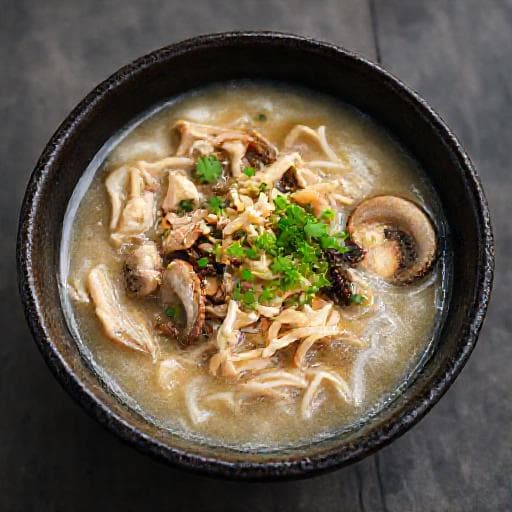 Cháo Gà Nấm (Chicken and Mushroom Congee)