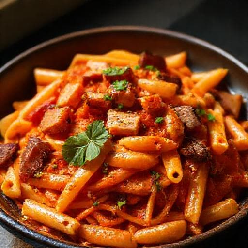 Penne all'Arrabbiata avec Guanciale