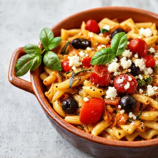 Gratin de Pâtes aux Légumes Méditerranéens et Feta