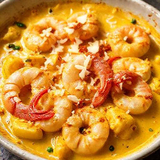 Gratin de Christophines aux Crevettes et Curry