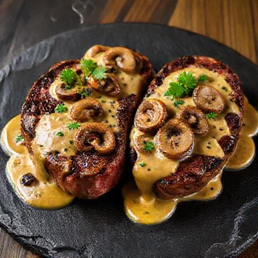 Filet Mignon à la Moutarde et aux Champignons