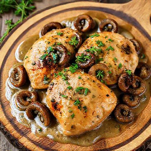 Poulet à l'Estragon et aux Champignons