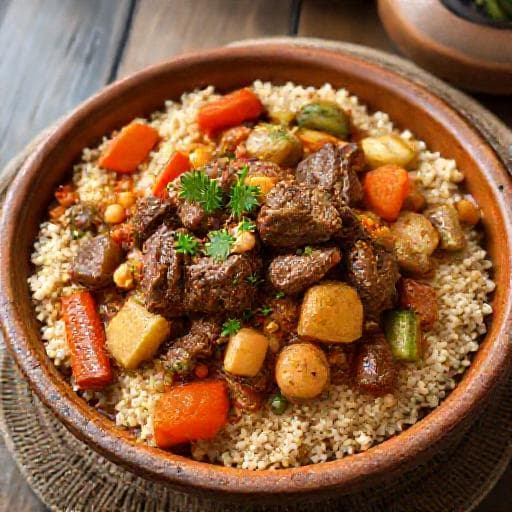 Couscous aux Sept Légumes et Agneau