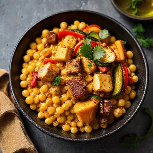 Hrách na kyselo s uzeným tofu a restovanou zeleninou