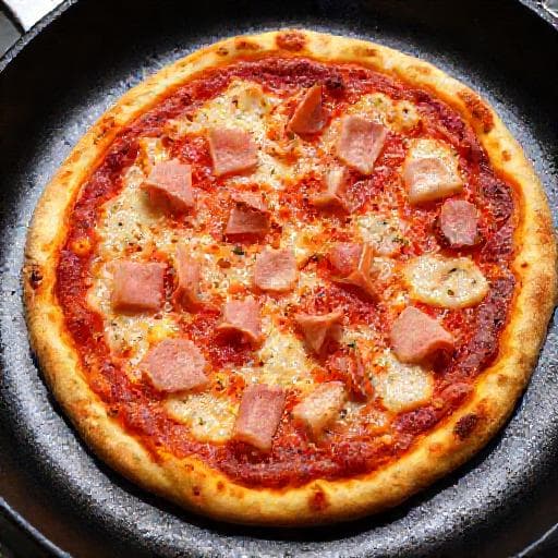 Rychlá pizza se šunkou na pánvi