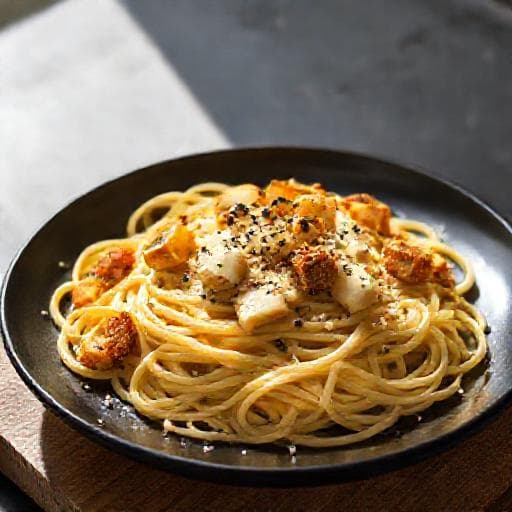 Špagety Carbonara s uzeným tofu (Vegetariánská varianta)