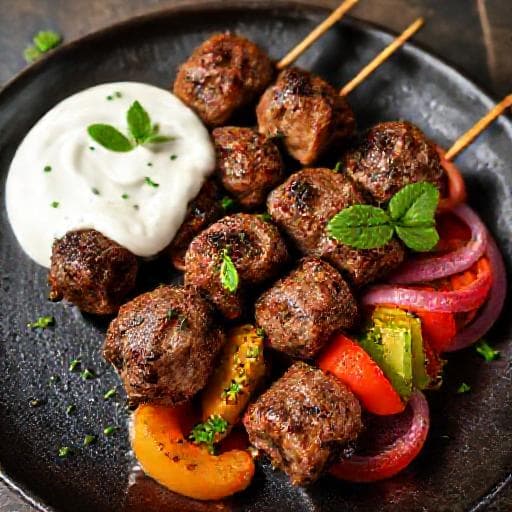 Jehněčí kebab s mátovým jogurtem