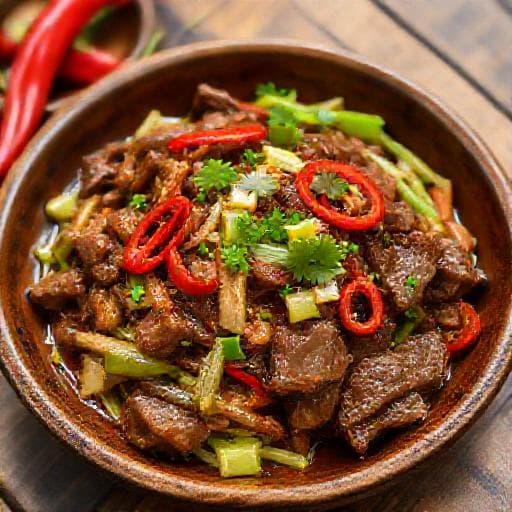 Bò Xào Cần Tây Kiểu Hoa