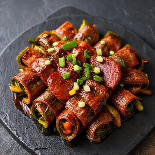 Bò Nướng Sa Tế Cuộn Rau Củ
