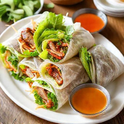 Bún Thịt Nướng Cuốn (Gỏi Cuốn Thịt Nướng)