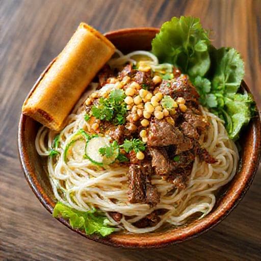 Bún Bò Nam Bộ "Đặc Biệt" với Chả Giò