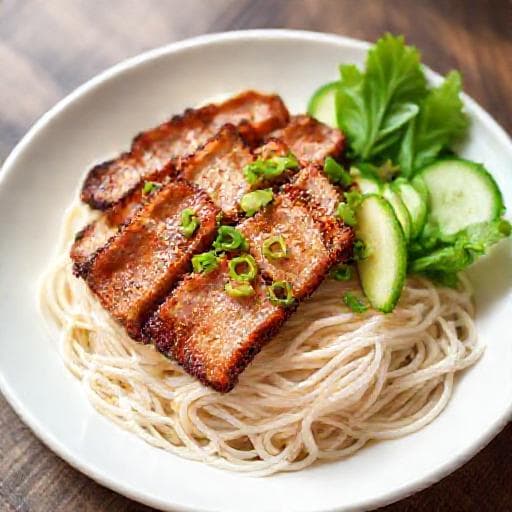 Bánh hỏi heo quay áp chảo nhanh gọn