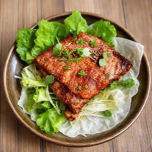 Bánh tráng phơi sương cuốn thịt heo quay