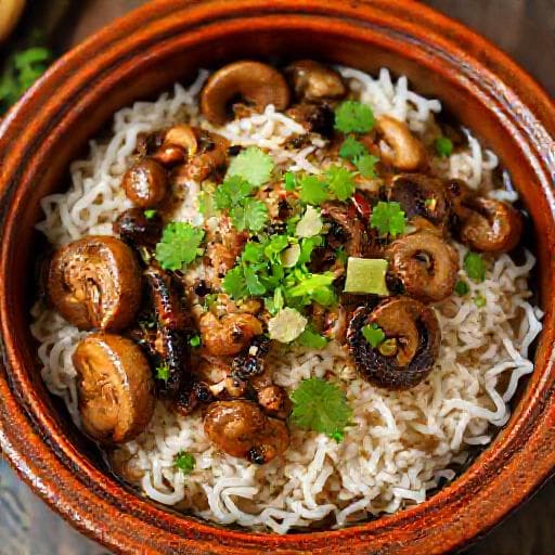 Cơm Niêu Chay Nấm Kho Tiêu
