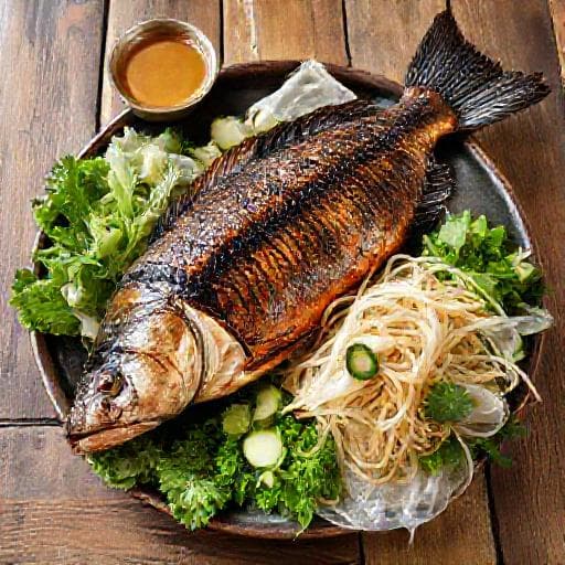 Cá Lóc Nướng Trui Cuốn Bánh Tráng