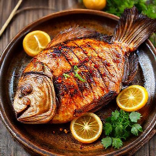 Cá Chim Nướng Muối Ớt Sả Tắc