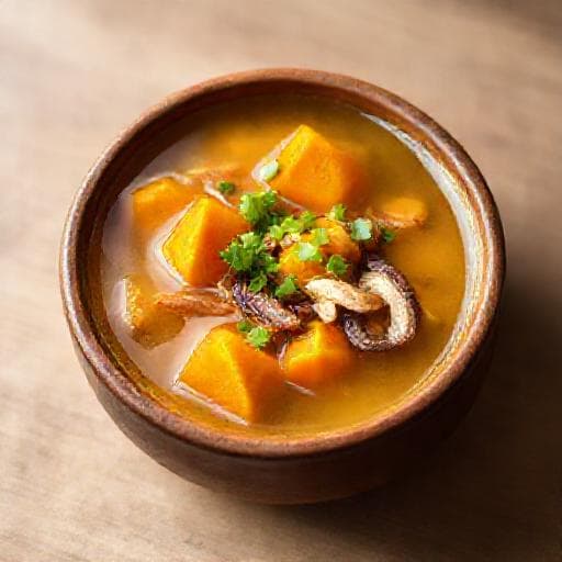 Canh bí đỏ nấu tôm khô