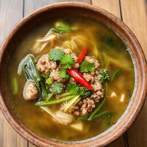 Canh Cải Nấu Thịt Băm Kiểu Miền Trung