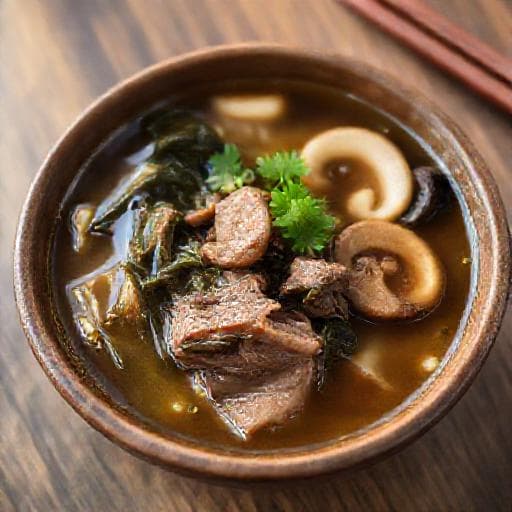 Canh rong biển thịt bò nấm hương