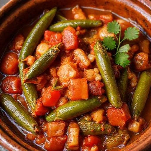 Бамя с домати и чушки (Кюстендилски стил)