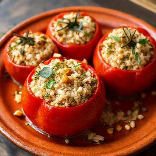 Пълнени домати по гръцки (с ориз и билки)