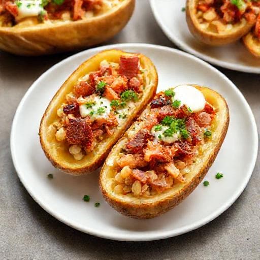 Бързи пълнени картофи с бекон и кашкавал