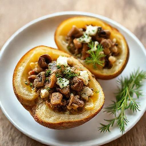 Бързи пълнени картофи с гъби и сирене